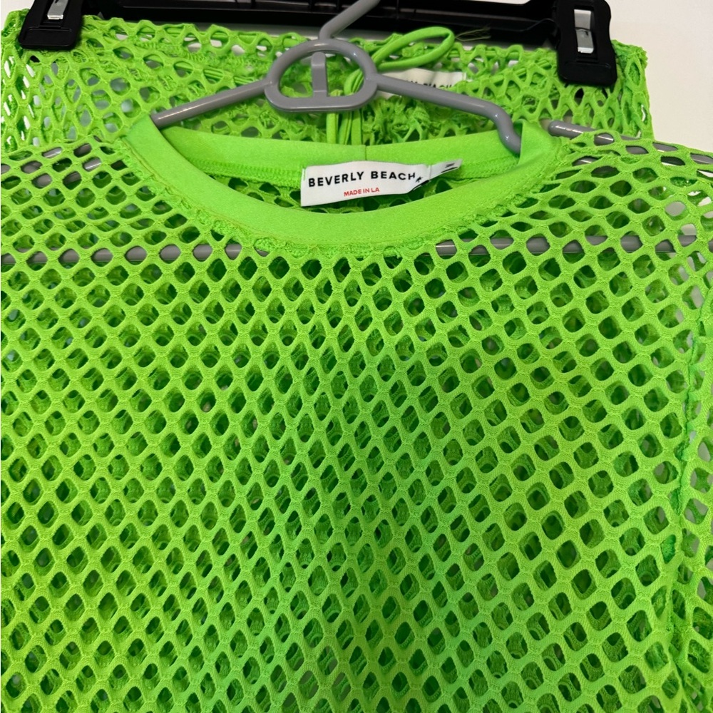 Vibrant Green Mesh Two-Piece Set bathing suit cover up! - Picture 3 of 3